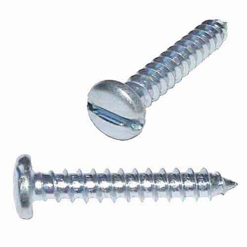 PTS103 #10 X 3" Pan Head, Slotted, Tapping Screw, Type A, Zinc